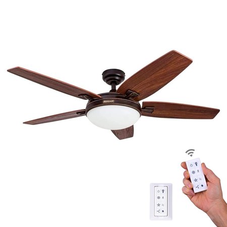 HONEYWELL CEILING FANS Carmel, 48 in. Ceiling Fan with Light & Remote Control, Bronze 50197-40